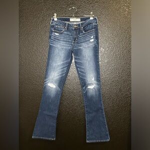 Abercrombie & Fitch Distressed “Skinny Boot” medium wash fade jeans